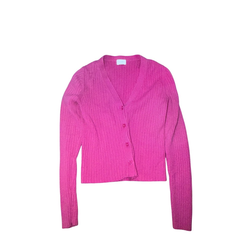 Wilfred Pink Ribbed V Neck Button‎ Cardigan Sweater Wool Blend Size M Soft Girl
